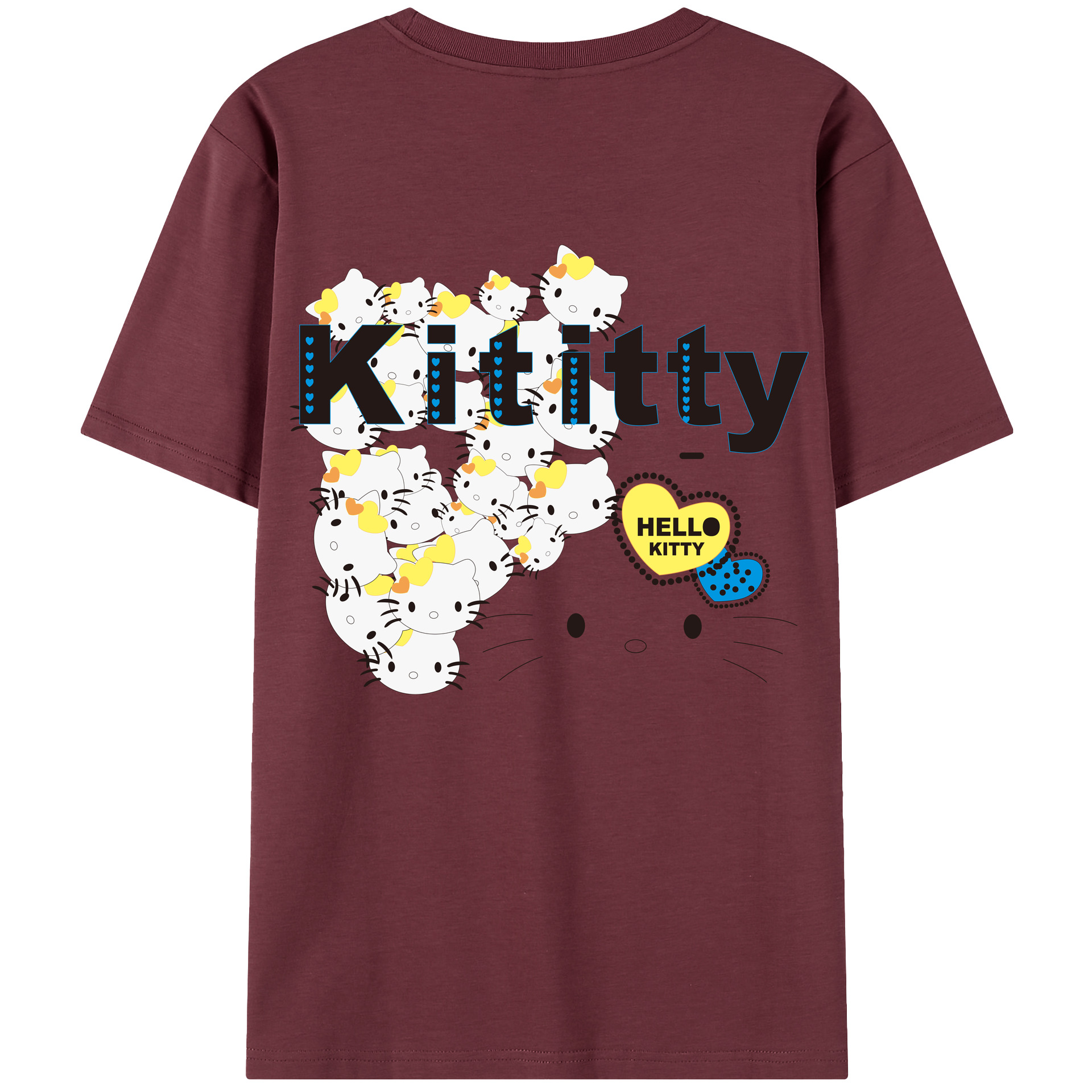 （画像用） Hello Kitty ハローキティ 綿100％半袖Tシャツ（背面プリント）